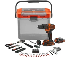 Black &amp; Decker Juodas &amp; Decker Akumuliatorinis smūginis gręžtuvas-suktuvas BCKSB04, 18 voltų (oranžinė/juoda, 2 x ličio jonų akumuliatoriai po 1,5 Ah, laikymo dėžė, 78 dalių priedų rinkinys)