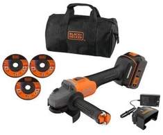 Black &amp; Decker Juodas &amp; Decker akumuliatorinė kampinis šlifuoklis 115mm, POWERCONNECT 18V, 4,0Ah, Juodas &amp; Decker [BCG6L8F1S-QW]