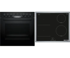 Orkaitė Bosch Viryklės rinkinys HND616LS63, 71l, 4 indukcinės zonos, 17 lygių, A+, 3D karštas oras, LED ekranas, valymo pagalba