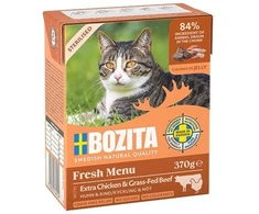 Drėgnas Kačių Maistas - BOZITA Fresh Menu Sterilised Vištiena su Jautiena 370g