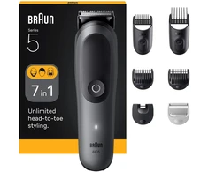 Braun AIO5520 plaukų ir barzdos kirpimo mašinėlė, 7-in-1, 14 ilgio pakopų, 0.5-21mm, 120min, Li-Ion, vandeniui atspari