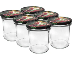 Browin 132351, 6x346ml, stiklinis indas su spalvotais dangteliais, Ø82mm, twist-off, tinka plauti indaplovėje