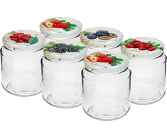 Browin 132584, 580ml stiklainis su spalvotu dangteliu Ø82, 6vnt, stiklas, 6 kabliukai, tinka plauti indaplovėje