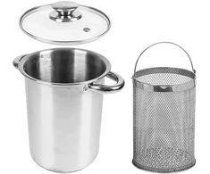 Browin 313500 puodas su krepšeliu, 4L, 15.5cm, nerūdijantis plienas, stiklo dangtis, tinka plauti indaplovėje