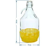 Browin Dama 640225, 5L stiklinis demidžonas su plastikiniu krepšiu, mechaninis uždarymas, vidinis skersmuo 2.8cm