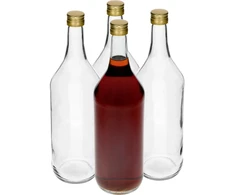 Browin Stołowa butelis 1 L 631454, 1.0 L, 4 vnt., su dangteliu, stiklas, auksiniai dangteliai