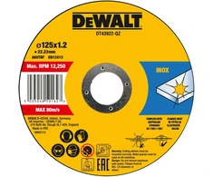 Dewalt Pjovimo diskas DT43922-QZ 125 mm, 1.2 mm, 10 vnt, Plienas, Be geležies, Be sieros, Be chloro, EN12413, AS 1788.1-1987