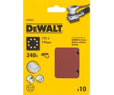 Šlifavimo popierius 115x115 mm su lipnia juosta, 8 skylės, grūdėtumas 240, DeWalt [DT3025-QZ] 10 vnt.