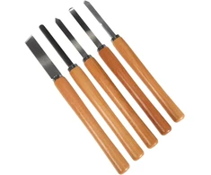 KWB Einhell medžio tekinimo kaltų rinkinys 49455250, 5 vnt, 125mm ašmenys, 235mm rankenos, ergonomiškos rankenos, uosio rankenos