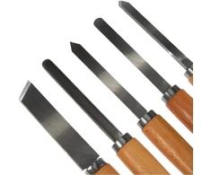 KWB Einhell medžio tekinimo kaltų rinkinys 49455250, 5 vnt, 125mm ašmenys, 235mm rankenos, ergonomiškos rankenos, uosio rankenos