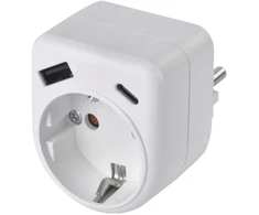 Emos Adapteris P0075, 1×, 1×USB-A 5V/2,4A/12W, 1×USB-C 5V/3A/15W, 3680W, IP20, vaikų apsauga