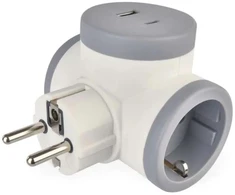Emos Adapteris P0077PD, 2×2P+PE, 2×USB-A(QC20W), 1×USB-C(PD20W), 3680W, IP20, vaiko apsauga