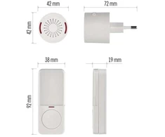 Emos Bevielis durų skambutis P5734, P5734, 150 m, 10 melodijų, 85 dB, IP56, 230 V AC, automatinis poravimas