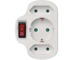 Emos Daugiafunkcinė kištukinė su jungikliu P00282, 1x2P+PE+2x2P, 3 680 W, IP20, vaikų apsauga