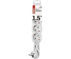 Emos Ilgintuvas P0421, 1,5 m, 4× 2P + PE, balta, PVC, 3680 W, vaikų apsauga