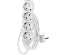 Emos Ilgintuvas P0421R, 1,5m, 4x2P+PE, balta, PVC, 3680W, vaikų apsauga