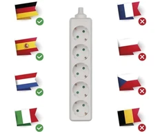 Emos Ilgintuvas P0520, 5×2P+PE, IP20, 3680W, baltas, vaikų apsauga