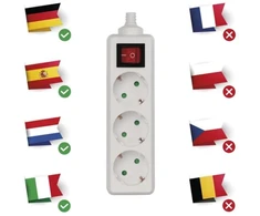 Emos Ilgintuvas P1320, 3×2P+PE, 3680W, IP20, baltas, su jungikliu, vaikų apsauga