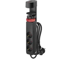 Emos Ilgintuvas P1321PD, 1,5 m, 3× 2P + PE, 2× USB-A QC 3.0 18 W, 1× USB-C PD 20 W, 3680 W, PVC, vaikų apsauga