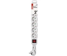 Emos Ilgintuvas P1622, 2m, 6x2P+PE, jungiklis, PVC, 2300W, vaikų apsauga