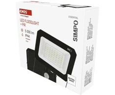 Kondicionierius Emos LED prožektorius SIMPO ZS2343, 50 W, 5000 lm, IP44, neutraliai balta, PIR jutiklis, aliuminis