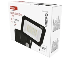 Kondicionierius Emos LED prožektorius ZS2333, 30 W, 3000 lm, IP44, neutraliai balta, PIR jutiklis, aliuminis, stiklas