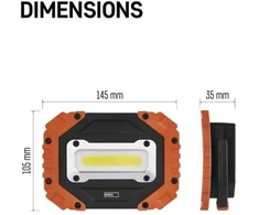 Emos P4113 COB LED darbinė lempa, 700 lm, 4×AA, 3 režimai, IP43, atspari smūgiams, 35 m