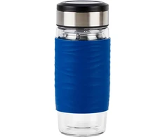 Emsa Emsa Tea Mug thermal tea mug 0.4 liters (mėlynas/transparent, glass, screw cap)