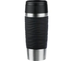 Emsa TRAVEL MUG Waves Thermobecher (juodas/edelstahl, 0,36 Liter)
