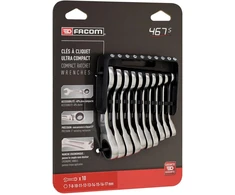 Facom 467BS.JP10PB reketiniai kombinaciniai raktai, 10 vnt., 72 dantys, 15° poslinkis, trumpa rankena, OGV® profilis