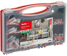 Fischer Kaiščių organizatorius 577157 Meister-Box XL, 280 vnt, plastikas, betonas, 5-10 mm, 25-50 mm, permatomas dangtis