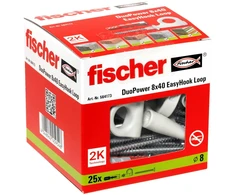 Fischer sraigtinis inkaras / išsiplėtimo kaištis, 25 vnt. kablių ir išsiplėtimo kaiščių rinkinys