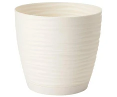 FORM PLASTIC Gėlių vazonas SAHARA su padėklu, 13 cm, kreminės spalvos
