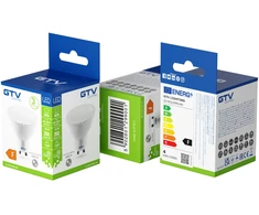 GTV LED lemputė, SMD 2835, 4000K, GU10, 4W, AC220-240V, šviesos kampas 120°, 300 lm, 43 mA