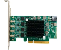 Highpoint RocketU 1244C RU1244C, USB valdiklis, PCIe 3.0 x8, 4x USB 3.2 Gen 2 10Gbit/s, ASM3142, 7.5W