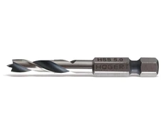 Grąžtas HOGERT Šešiabriaunis kotas, 1/4 colio, pagamintas iš HSS plieno, Ø 5 mm, L=60 mm