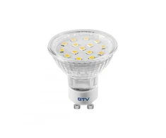 GTV LED lemputė 5W, GU10, SMD 2835, šiltai balta, AC220-240V, stiklinė, spindulio kampas 38*,