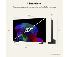 LG OLED televizorius OLED42C6ELB.AEUD, 105,5 cm, 3840x2160, 165 Hz, 4x HDMI 2.1, webOS 26, Dolby Vision, Dolby Atmos, VRR, ALLM
