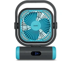 Ventiliatorius Medion LIFE Camping Ventilator E10 TF MD 12065 50078408, 20W, 4m/s, 48dB, 110°, 5 greičiai, 2 režimai, 10000mAh, USB-A, USB-C, LED