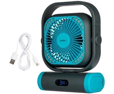 Ventiliatorius Medion LIFE Camping Ventilator E10 TF MD 12065 50078408, 20W, 4m/s, 48dB, 110°, 5 greičiai, 2 režimai, 10000mAh, USB-A, USB-C, LED