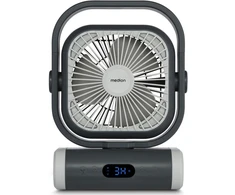 Medion LIFE Stovyklavimo ventiliatorius E10 TF MD 12065 50078440, 20W, 4m/s, 48dB, 110°, 5 greičiai, 2 režimai, 10000mAh, USB-A