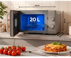 Medion mikrobangų krosnelė MD100119 50079803, 20 l, 800 W, 1000 W grilis, 5 lygiai, 35 min laikmatis, chromo rankena
