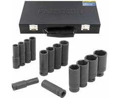 Partner Antgalių rinkinys smūginiams veržliarakčiams 1/2'' 14 vnt. (11-32mm) (6 briaunų)