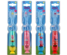 Dantų šepetėlis Peppa Pig Mirksinti dantų šepetėlių rinkinys MODELIS KAR0014, 4 vnt., 2 min. laikmatis, mirksintis signalas