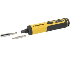 POWERPLUS POWX00420 kompaktiškas akumuliatorinis atsuktuvas baldams surinkti ir varžtams sukti 4V 1300mAh 4Nm 26 antgaliai