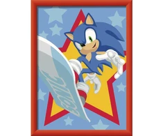 Ravensburger CreArt dažymas pagal skaičius Sonic, 18x24cm, 14 akrilo dažai, teptukas, rėmelis, nuo 9 metų