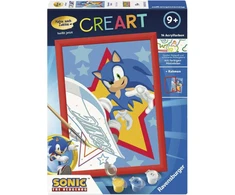 Ravensburger CreArt dažymas pagal skaičius Sonic, 18x24cm, 14 akrilo dažai, teptukas, rėmelis, nuo 9 metų