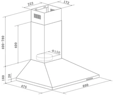 Gartraukis Respekta chimney hood CH22058IX B sidabrinis