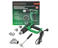 Rockforce elektrinis šilumos pistoletas su antgaliais (230V, 50/60Hz, 2000W, 60-600 laipsnių, 300-500l/min)
