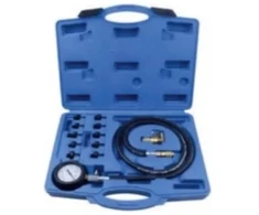 Rockforce Oil slėgio testeris komplektuojamas su srieginiais adapteriais (0-10bar) 12 vnt. lagamine